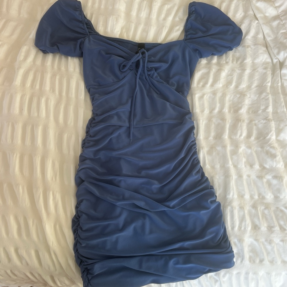 Windsor Blue Ruched Mini Dress